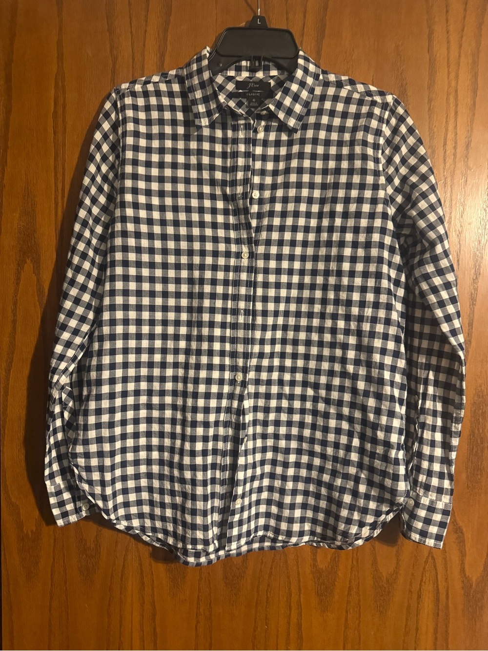 J. Crew Navy and White Gingham Button-Down Shirt